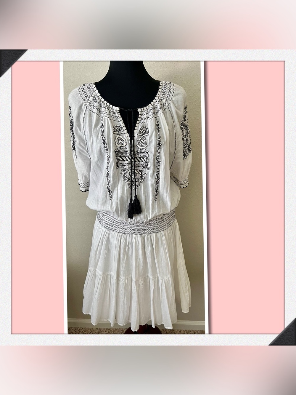 NWT RALPH LAUREN EMBROIDERED WHITE VIOLE COTTON DRESS SZ 12